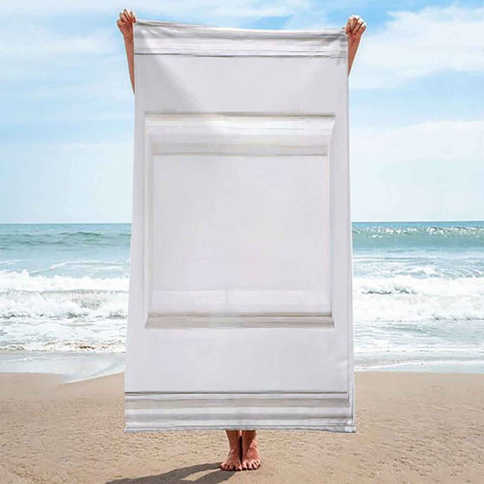 Telo Da Mare 3D Strisce Bianche Stampato Asciugamano Da Spiaggia 150x200cm Asciugamano Microfibra Grande Antisabbia Leggero Telo Mare Per Sport Piscina Viaggi In Famiglia Vacanze
