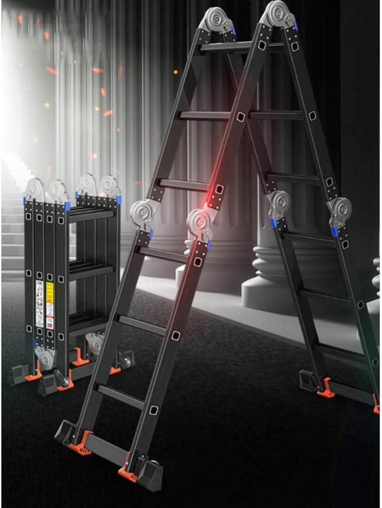 Multi-Purpose Aluminum Alloy Extension Ladder, Heavy-Duty Folding Combination Ladder for Home Outdoor, with Casters Anti-Skid 330 Lbs Maximum Capacity (Size : Straight 3.6M= Herrin