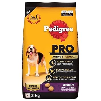 Pedigree PRO Adult Small Breed, 3 kg Dry Dog Food, Vet Trusted Brand, Expert Nutrition, Quality Protein, 33% More Nutrients (9 Months Onwards) - image, photos