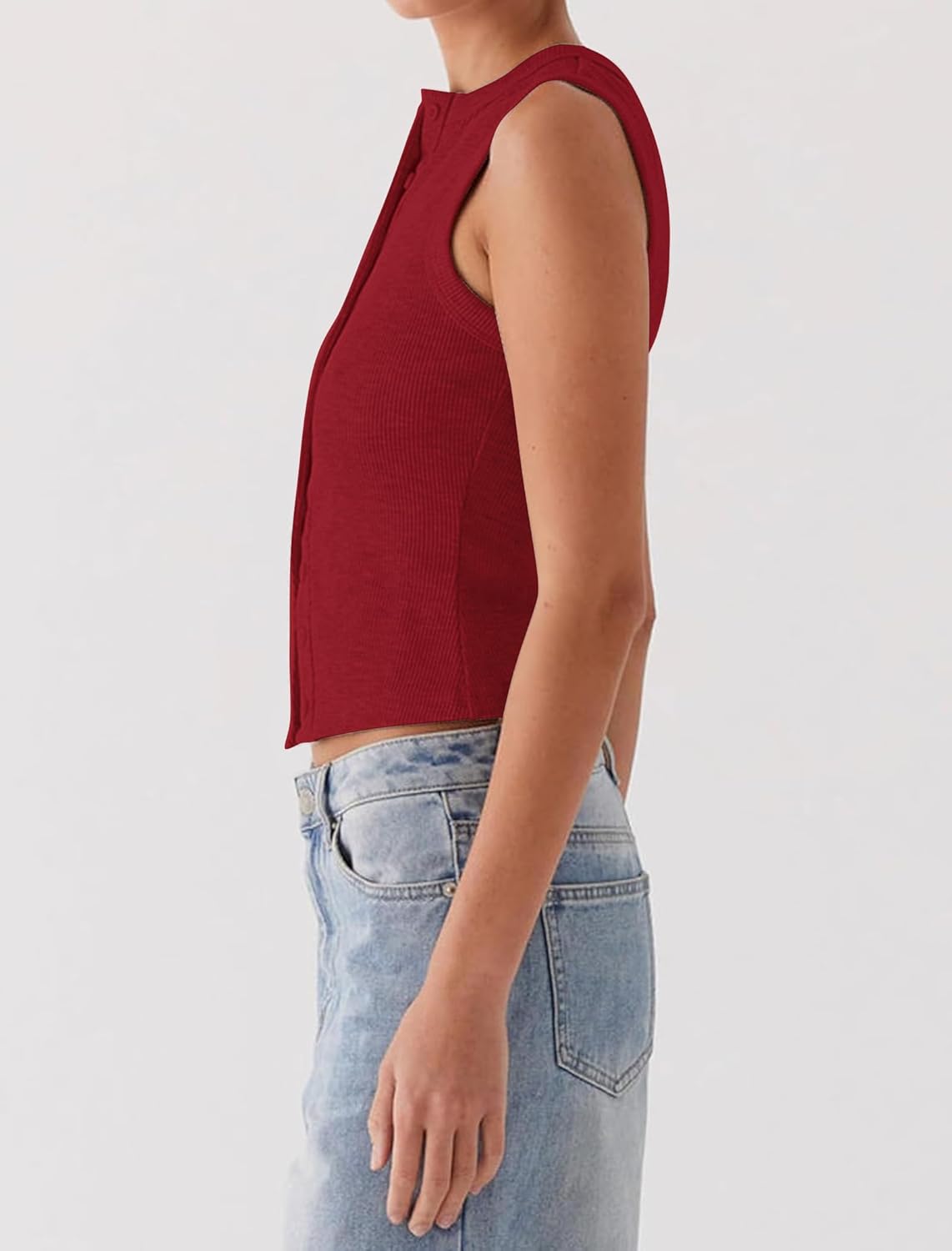 Womens Going Out Tops Summer Spring Ribbed Tank Sexy Crop Cute Y2K Button Down T Shirts Fashion Clothes 2026 - Image 3