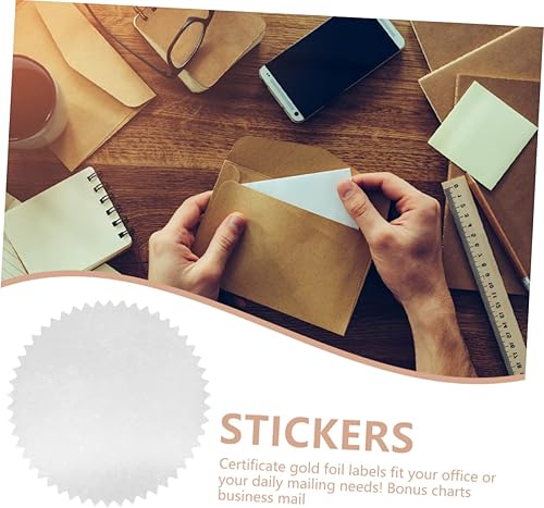 Miniatura 5 de Ciieeo Pegatinas circulares 100 piezas de sellos en relieve de papel de aluminio festoneado redondo de colores adhesivos de puntos