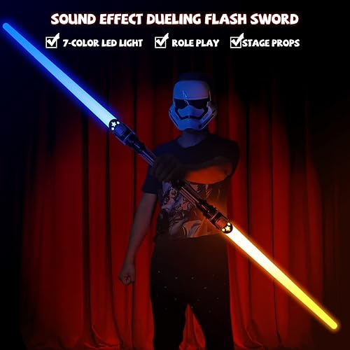 Miniatura 3 de JOINBO 2 sables de luz para niños, juguetes de sables de luz de 7 colores con sonido FX (sensible al movimiento), juego de espadas de luz