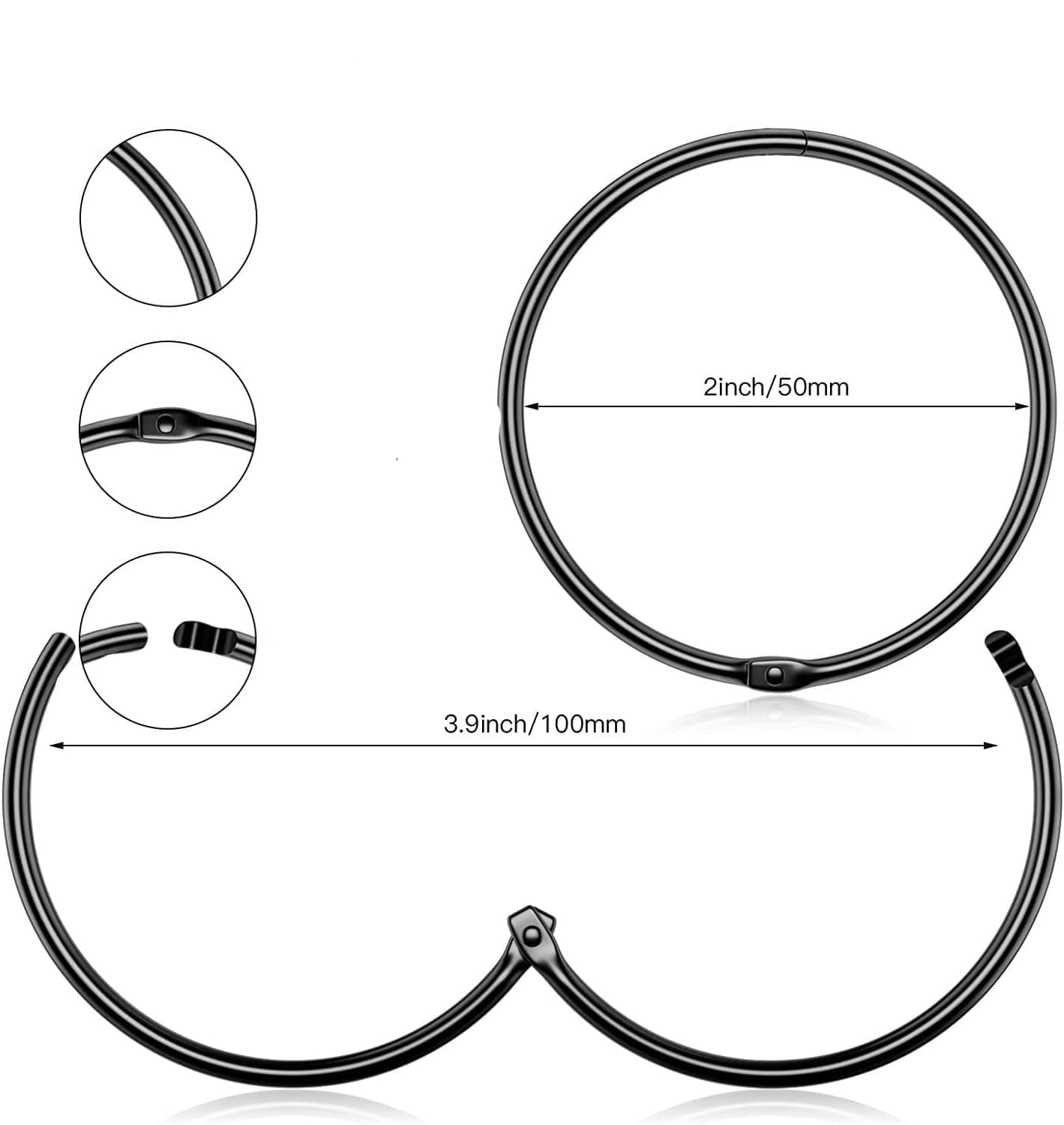 24 Stück Vorhangringe Metall 50mm - Gardinenringe Zum Öffnen, Weiß