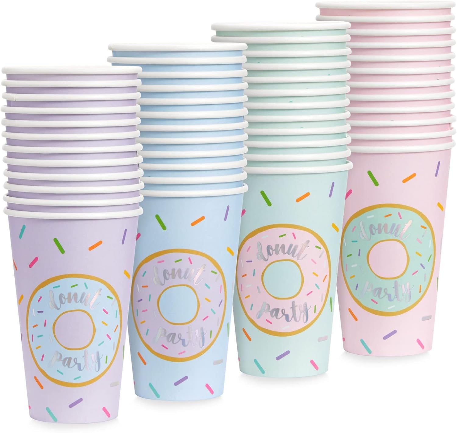BLUE PANDA Disposable Coffee Cups with Lids - 16 Oz Pastel Donut, 48 Count - Paper Cups to Go for Travel & Parties - Image 8