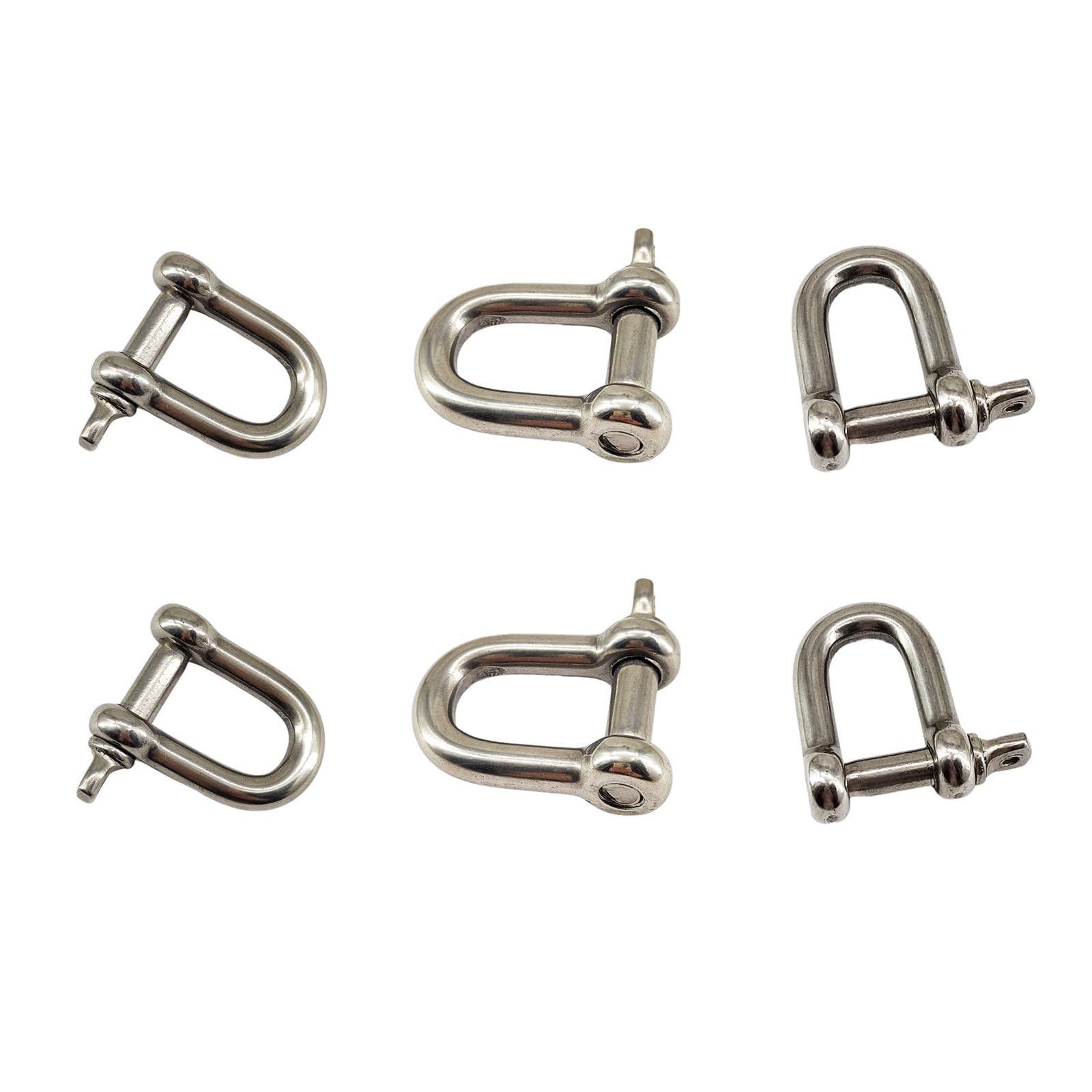 D-Ring Shackle Locks Stainless Steel for Heavy Duty Rigging,Clasp Bracelet, U Lock Wire Rope Fastener,M6 6pcs/Set