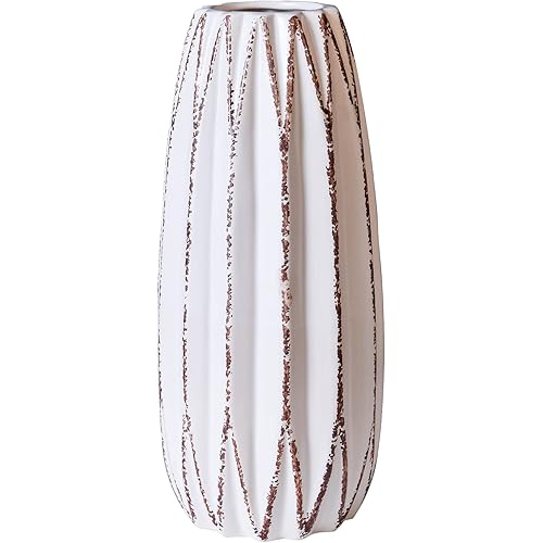 Yundu White Ceramics Vases for Home Decor, Flower Vase, Modern Farmhouse Table Décor Vase