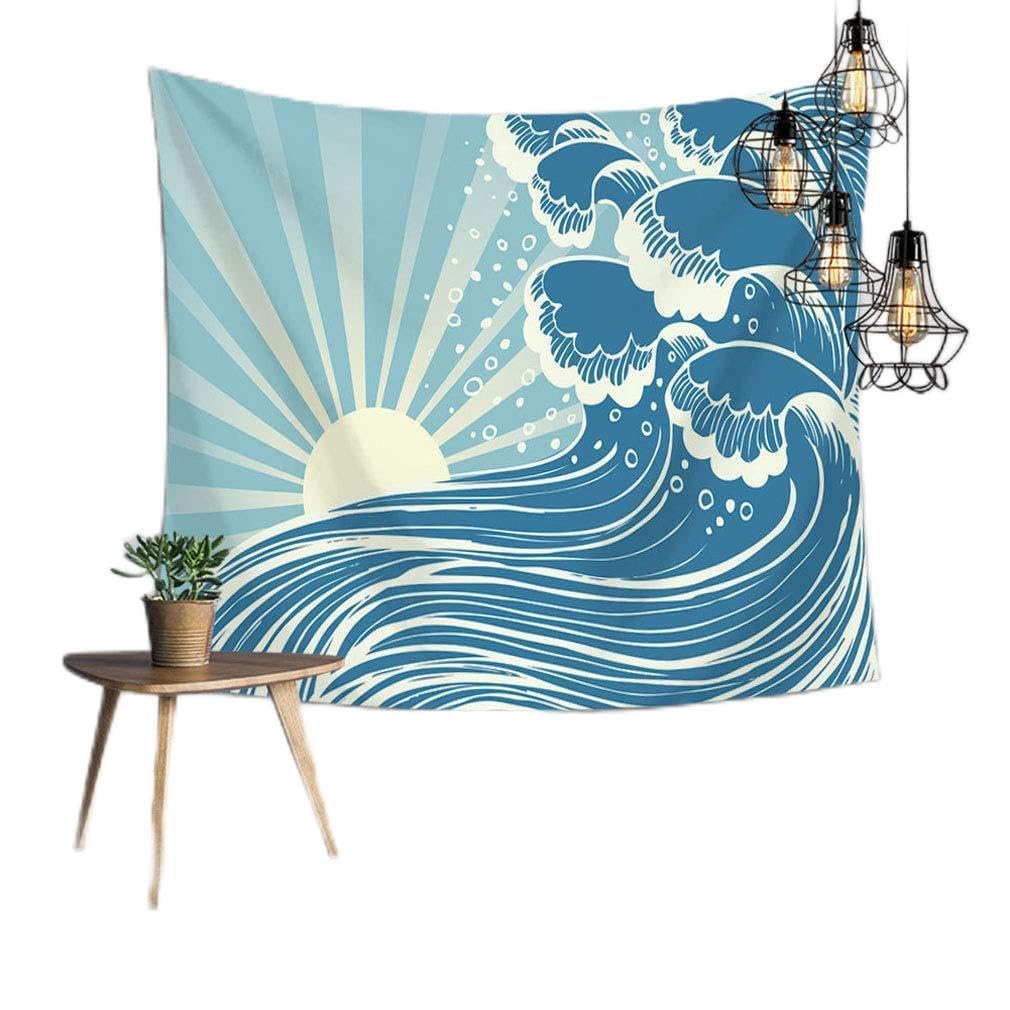 Baisheng Indian Mandala Wall Hanging Tapestry Hippie Tapestries Bedding Bedspread, Picnic Beach Sheet, Table Cloth, Decorative Wall Hanging (Japanese Okinawa Wave Flower 5-39 * 29Inch/100 * 75cm)