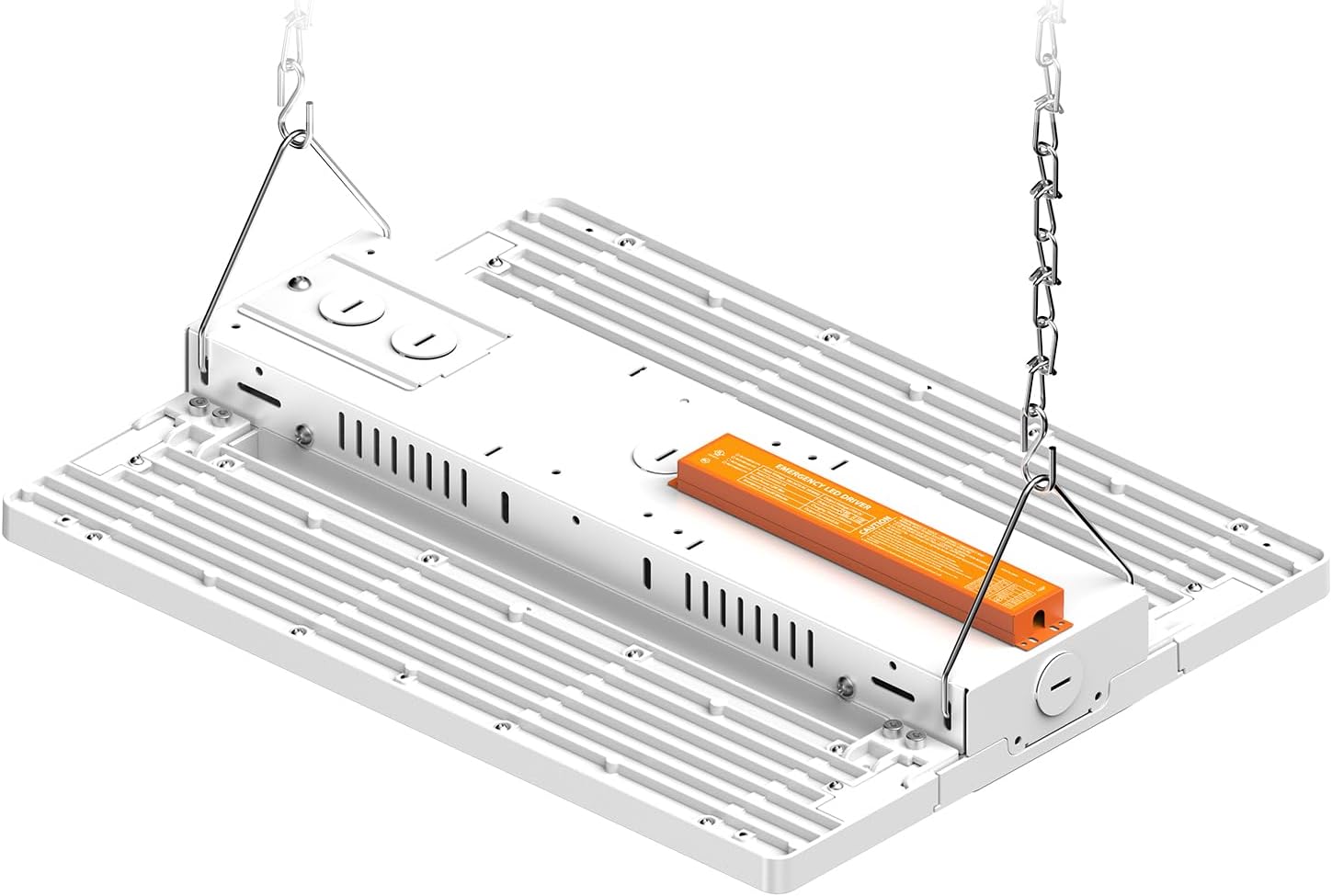 dephen 155W Emergency LED Linear High Bay Lights with Battery Backup, 20W 90mins Emergency Lighting, 0-10V Dimmable LED Light Fixtures, CCT & Wattage Adjustment