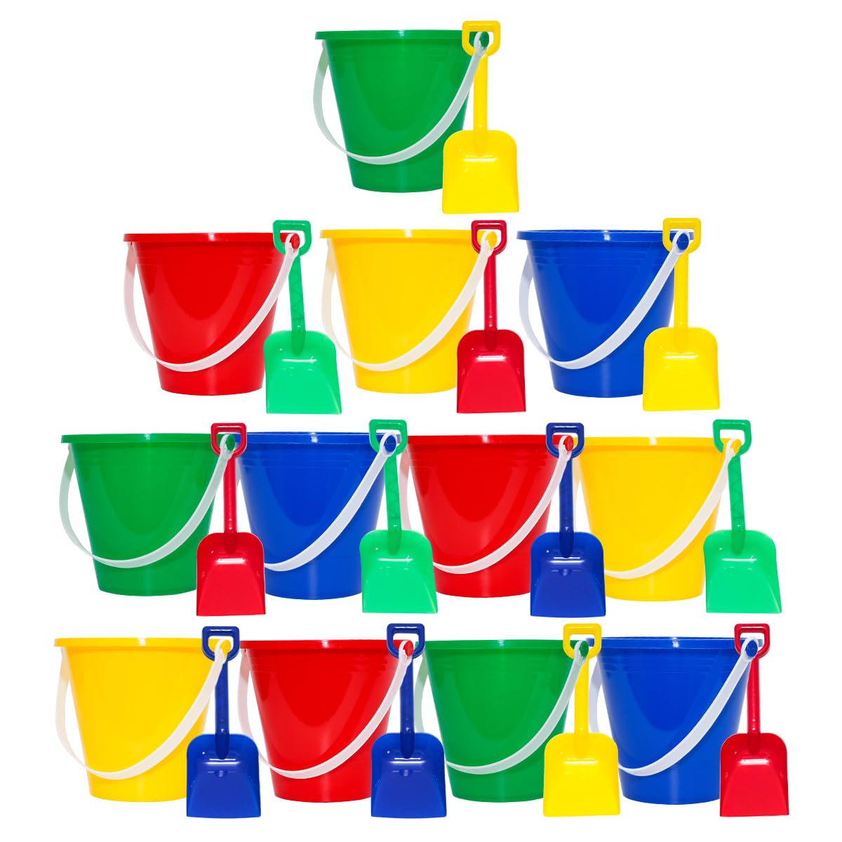 Holady 12 Pack 5'' Inch Sand Beach Buckets Pail with Beach Shovels,Sand Bucket Water Bucket for Beach Fun Great Summer Party Accessory