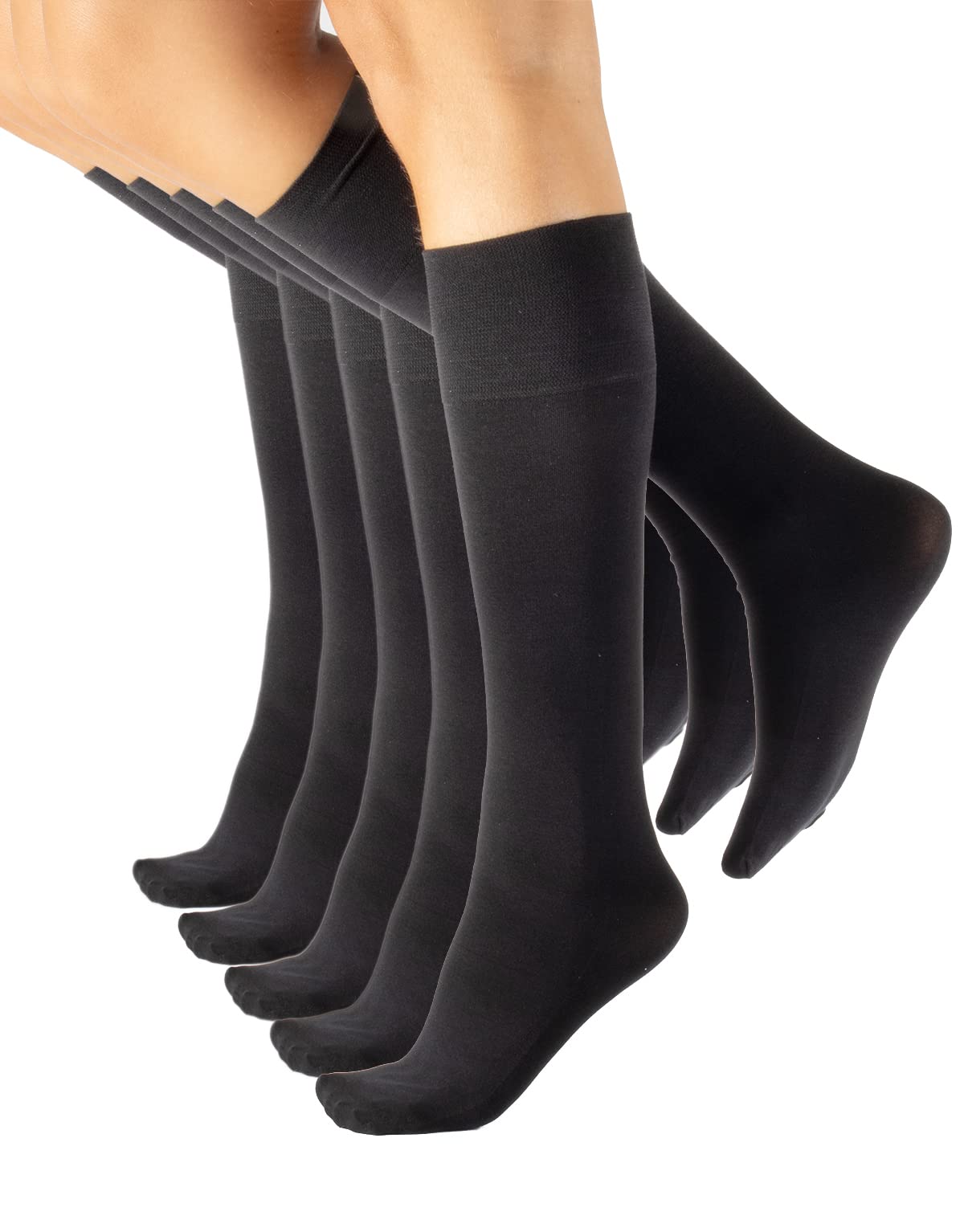 CALZITALY PACK 5 PARES Media hasta la Rodilla de Algodón, Calcetines de Colores | Negro, Azul, Verde, Rojo, Blanco | Talla Única | Made in Italy