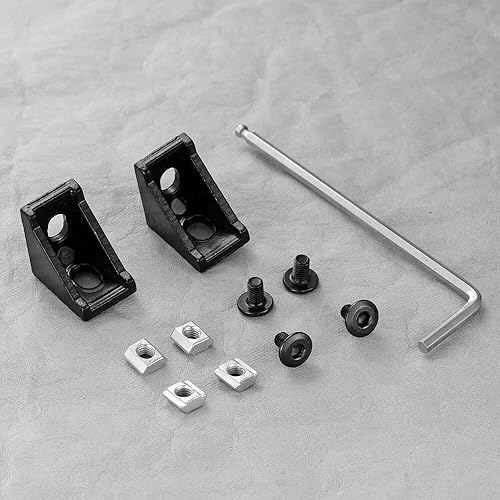 Miniatura 4 de 10 juegos de conectores de soporte de esquina 2020 para accesorios de perfil de extrusión de aluminio con ranura de 0.236 in (negro)