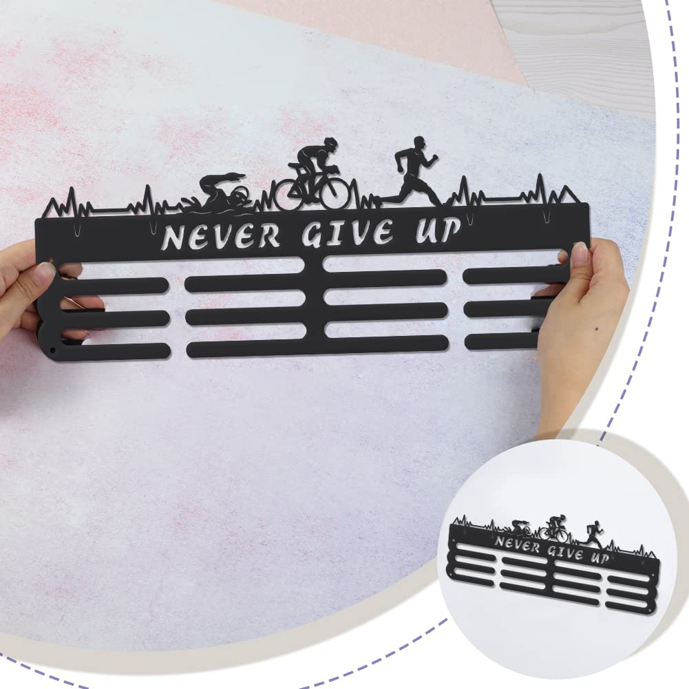SUPERDANT Triatlón Medallas Display Negro 40x15cm Colgante Rack Pared Ganchos para 60+ Medalla
