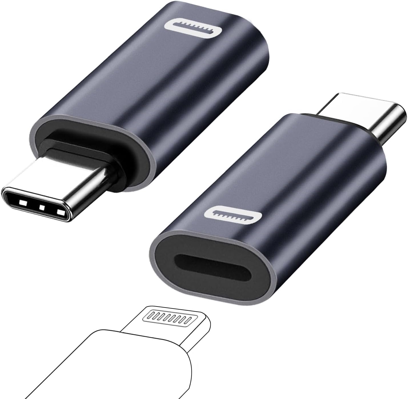 OJOS 2Pack USB-C Male to Lightning Female Adapter, USB Type C to Lightning Connector for iPhone 15/15 Plus/15 Pro/15 Pro Max,iPad Air, Support PD Fast Charging and Data Transfer (Grey) (B0D2JYTRDM) Amazon Price History, Amazon Price Tracker