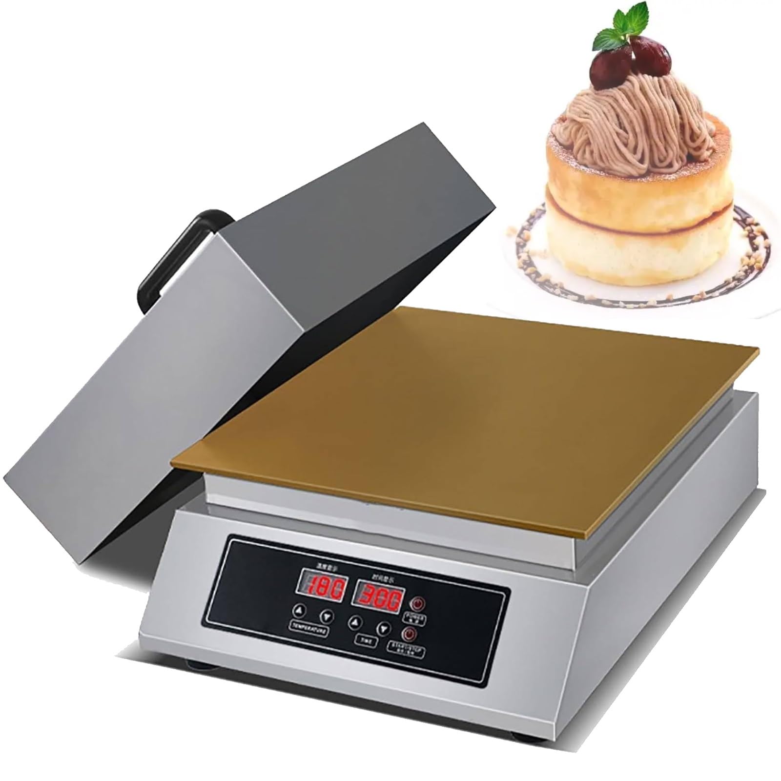 KJZQXYX Commercial Souffle Making Machine, Electric Dorayaki Maker Pancake Maker,60~240℃ Adjustable Temperature,for Muffin Pancake (Single)
