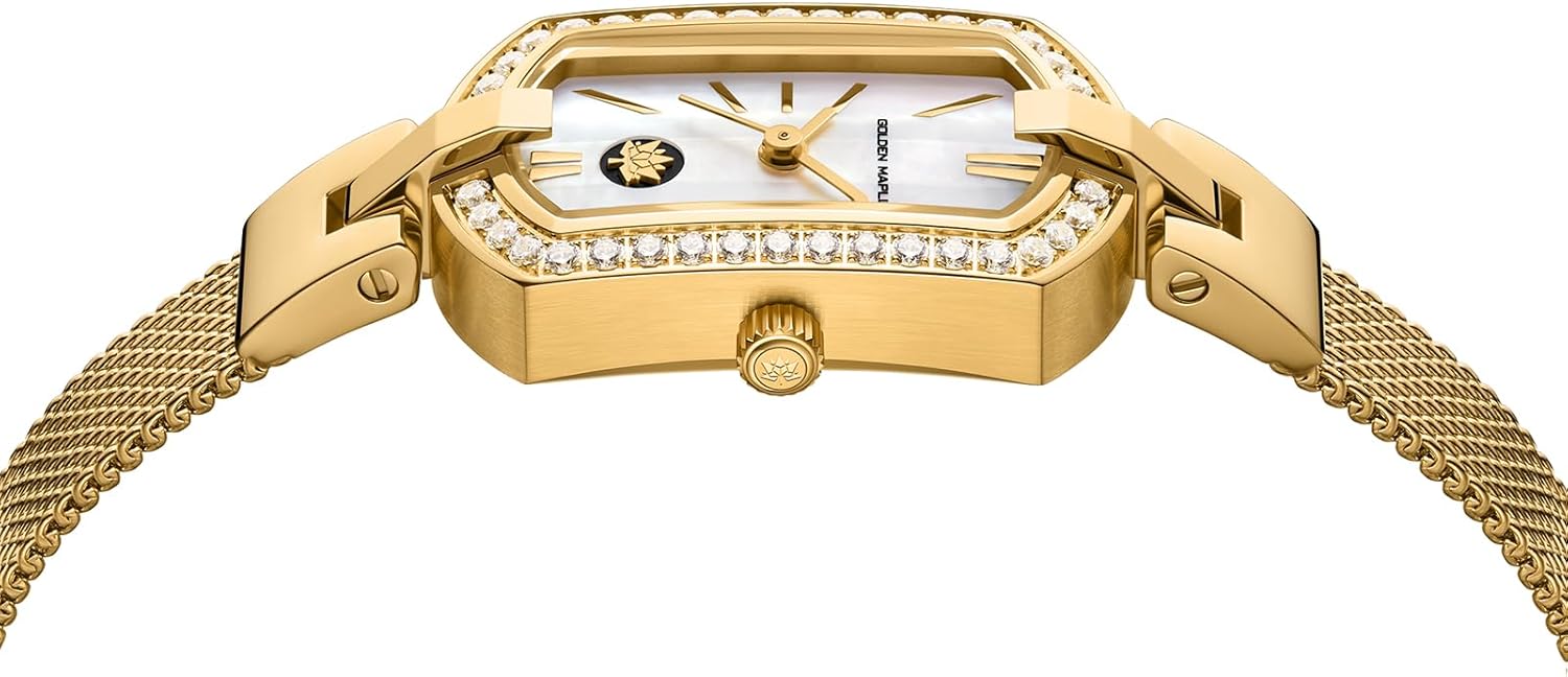 Golden Maple Watches for Women, Small Oval Stainless Steel Case, Mother fo Pearl Dial, Dainty Ladies Watches, Luxury Gifts for Her - Image 4