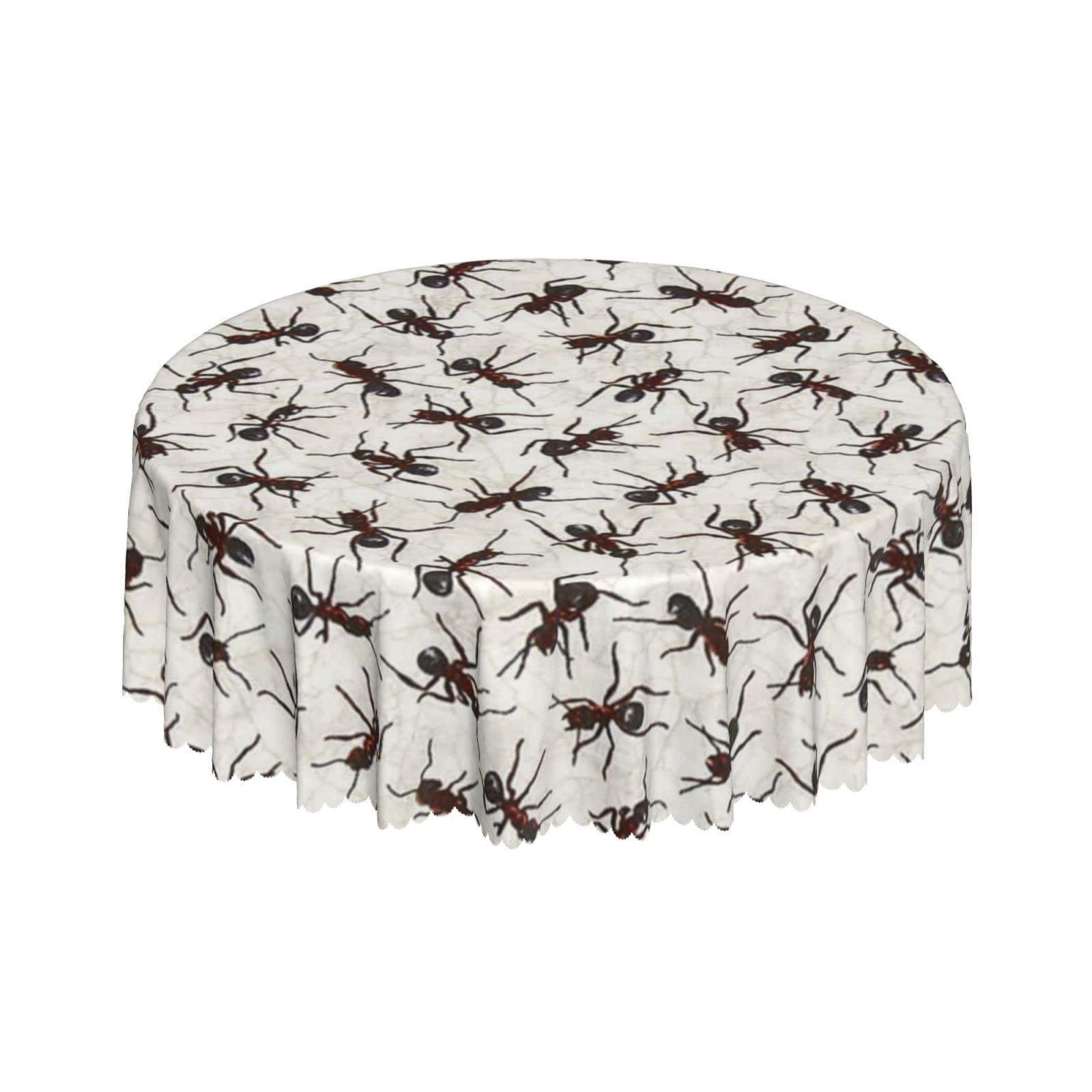 Lsjuee Brown Ant Round Tablecloth 60 Inch Printed Washable Tablecloth for Dining Party Holiday Fall Home Decorative