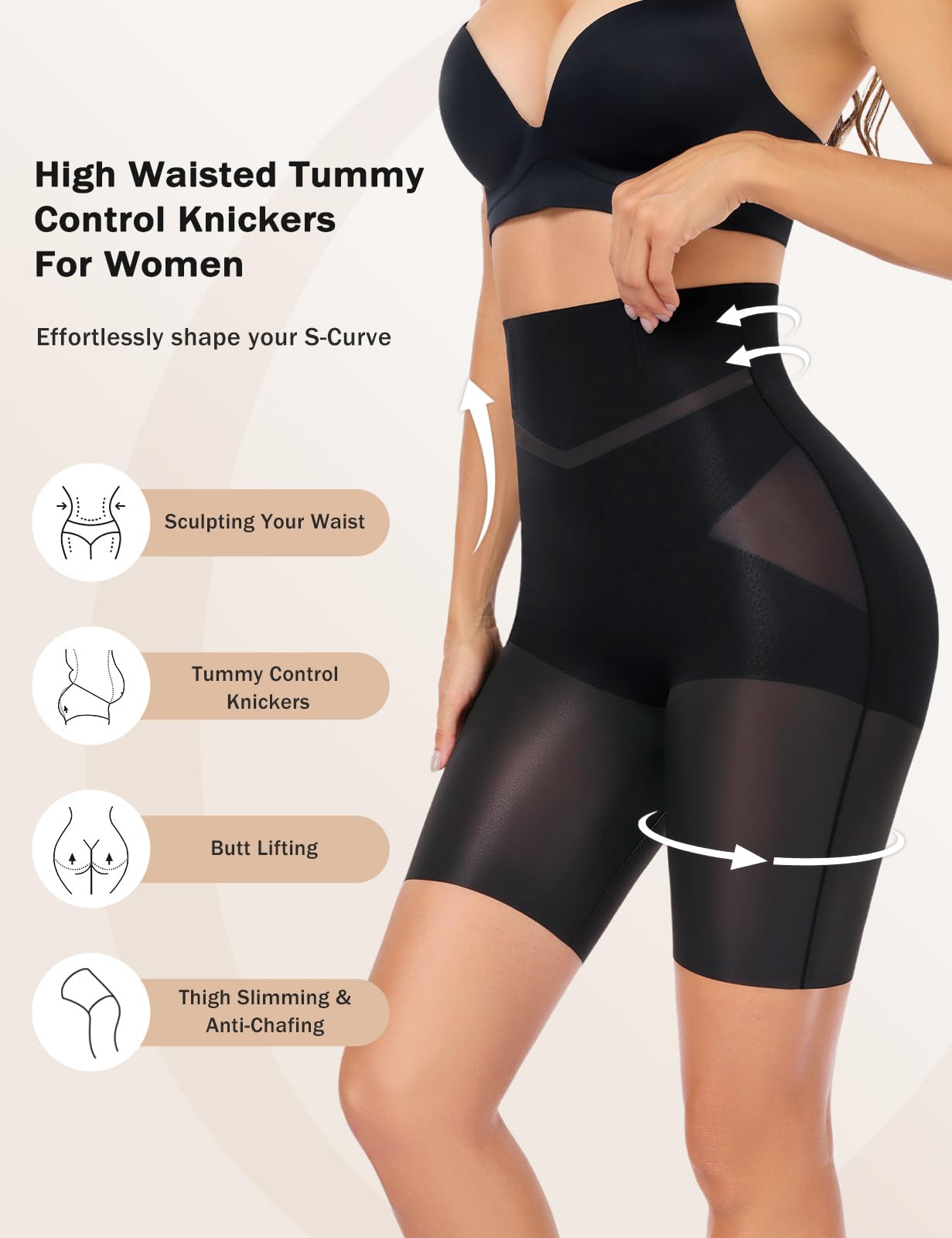Niwicee Braga Faja Reductora Mujer Pantalones Cortos Ropa Interior Cintura Alta Pantalones Moldeadores Adelgazante Braguitas Shapewear Control de Abdomen Bragas de Antirozaduras