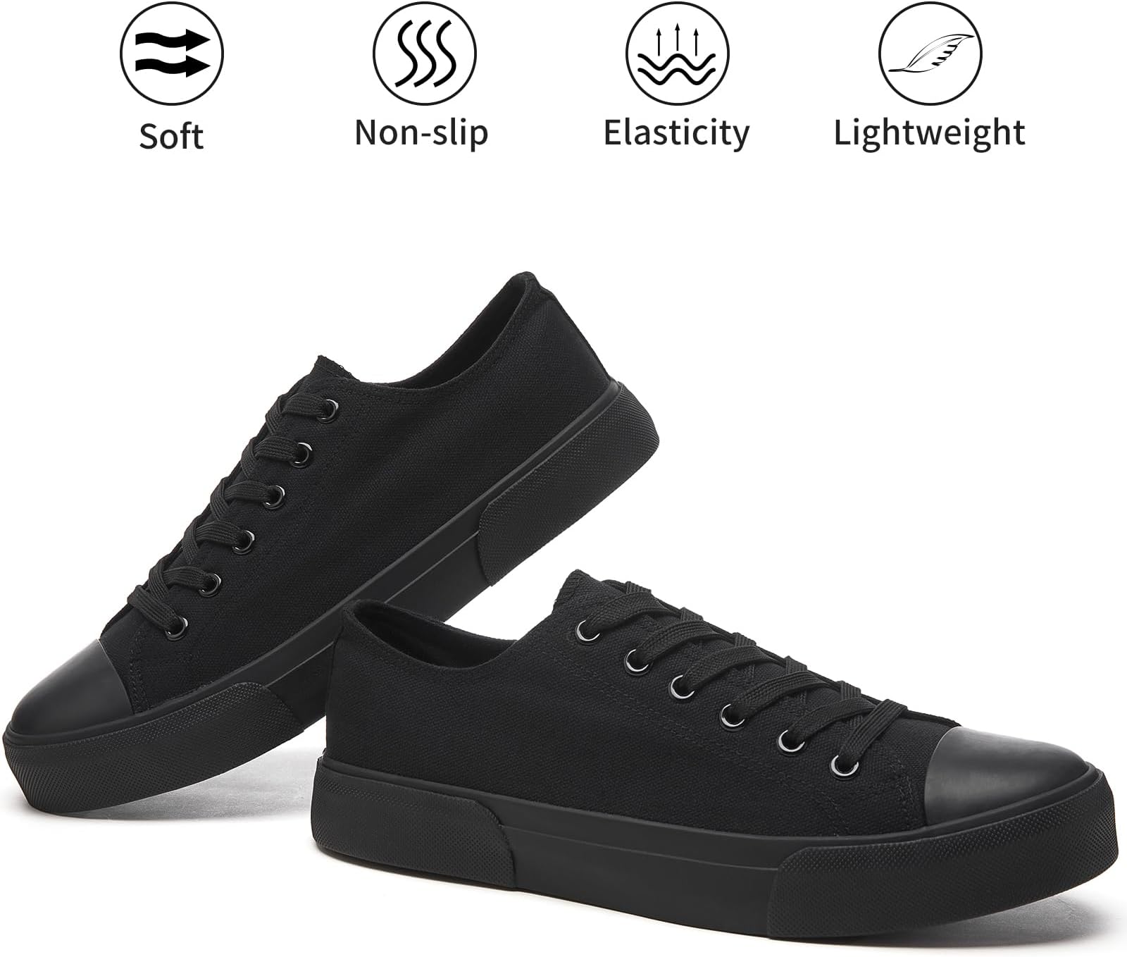 yageyan Men Canvas Low top Shoes Classic Casual Sneakers Black and White Fashion Shoes