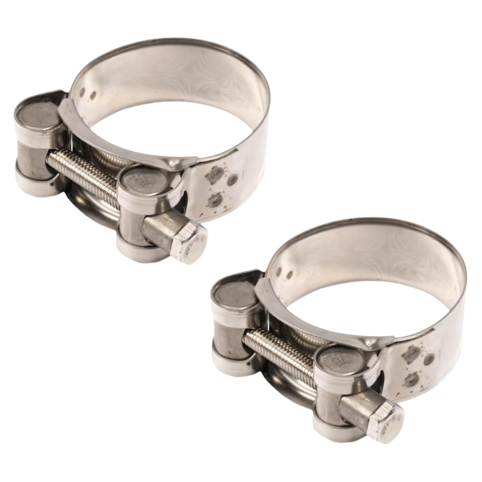 2Pcs Exhaust Clamp Stainless Steel Exhaust Band Clamp Replacement for Motorcycle Water Hose Car Automotive Replacement Exhaust Clamps (48-51mm)