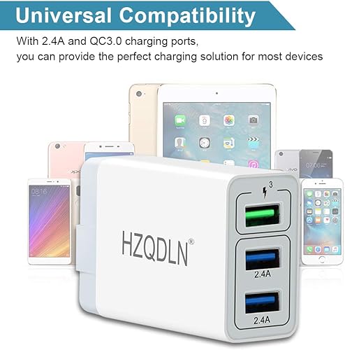 Miniatura 5 de Cargador de pared rápido QC 3.0 USB carga rápida 3 puertos Tablet iPad teléfono cargador adaptador viaje enchufe compatible iPhone XXsXS