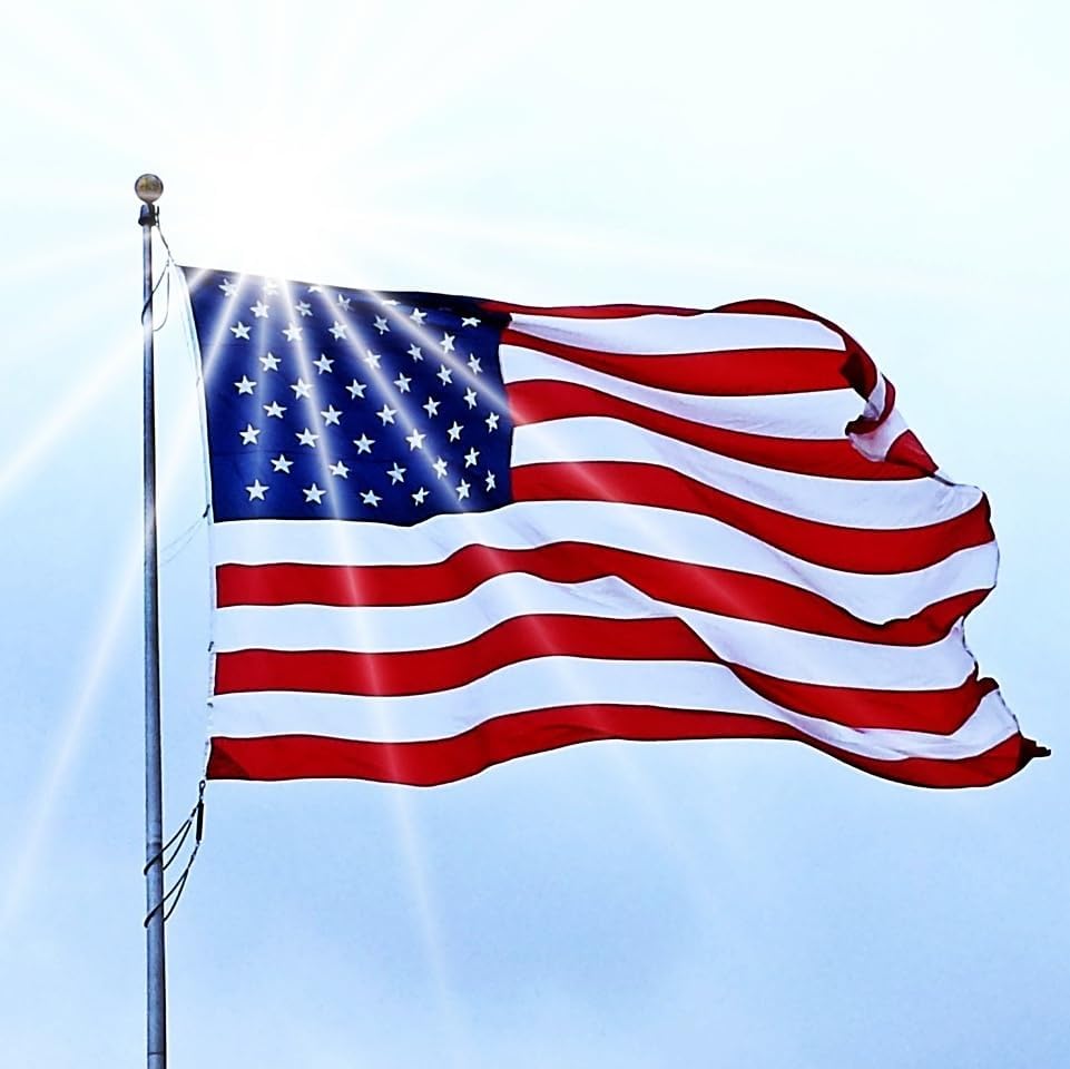 Miniatura 8 de VICDRIA Bandera estadounidense de 10 x 15 pies, banderas exteriores bordadas de lujo de Estados Unidos de poliéster resistente, duraderas con ojales