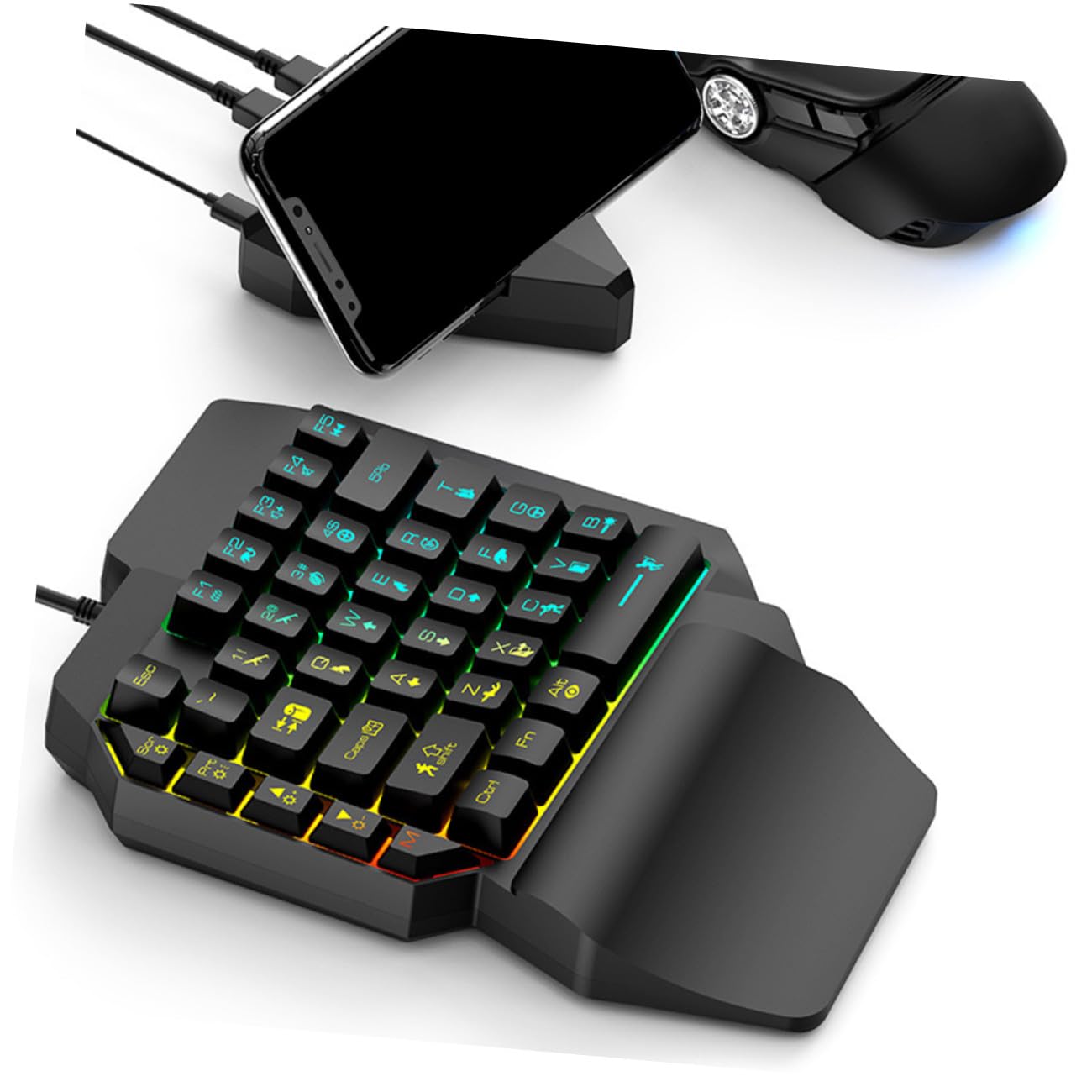NUOBESTY Tastiera Da Gioco Retroilluminata Con Mouse, Combinazione E-sport Per Computer Domestici e Dormitori, Set Una Mano Facile Da Usare Per Gamer Principianti e Intrattenimento