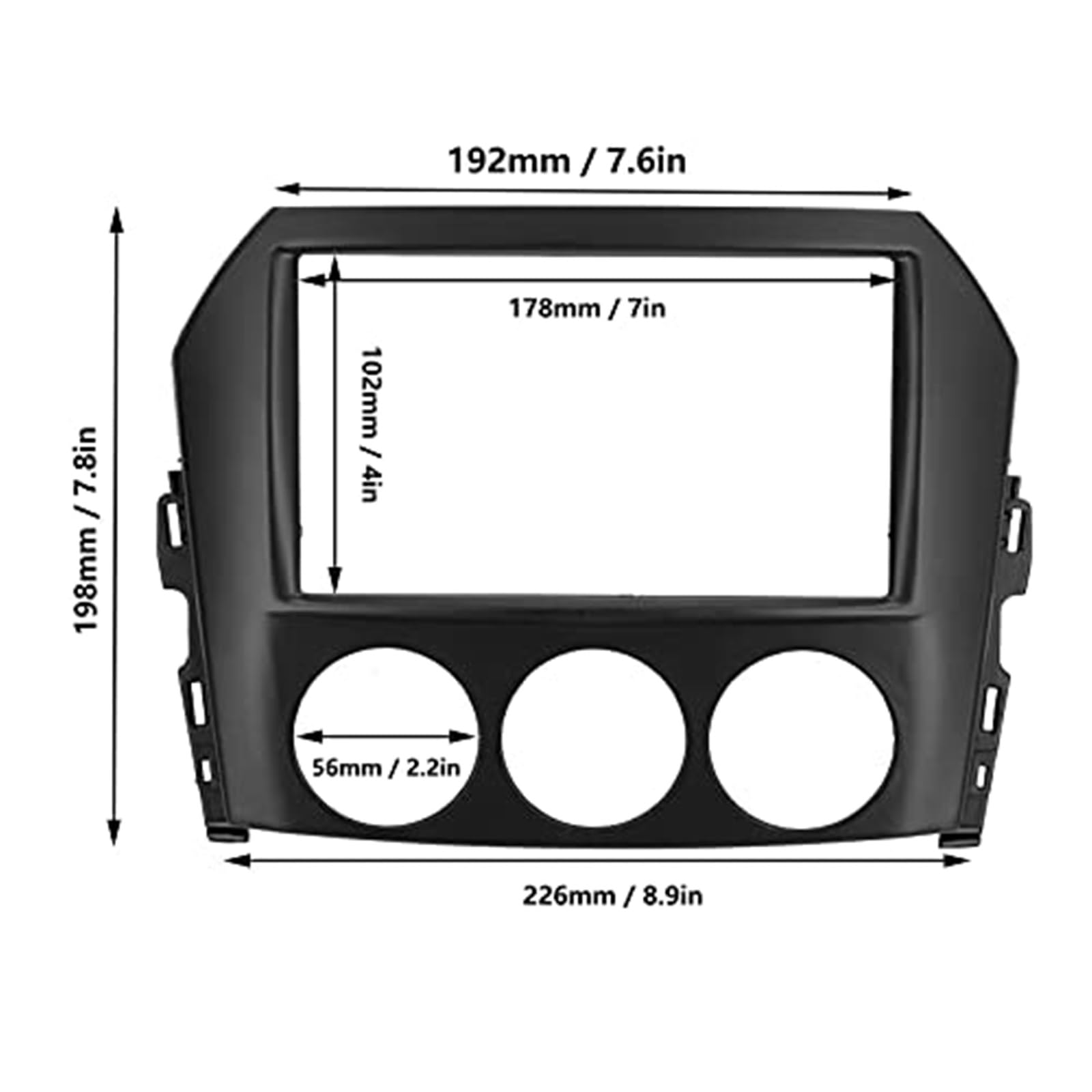 Cadre de navigation for tableau de bord, Akozon Double Din Radio Frame 2Din Car Stereo Dash Radio Fascia Frame Dash Panel Trim, for MX-5 Miata 2005-2015 Noir Installation de l'adaptateur de faç