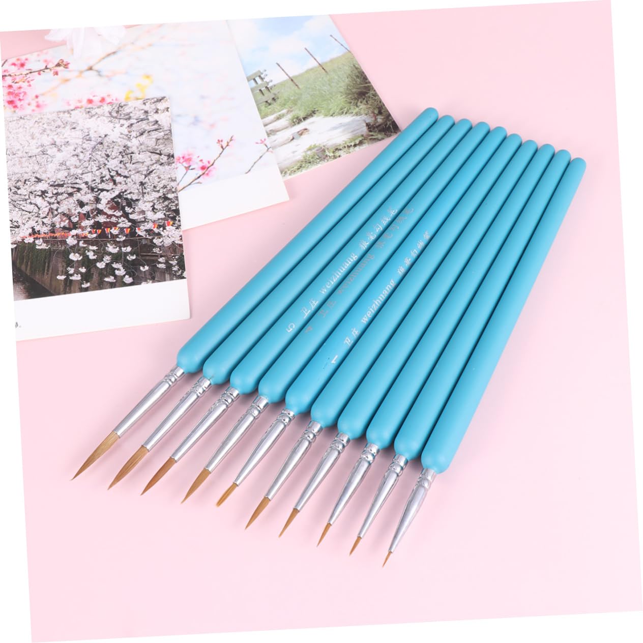 Lurrose 3sets Pennelli Per Dettagli Pelo Di Pennelli Professionali Per Pittura Fine Per Acquerello e Gouache Blu