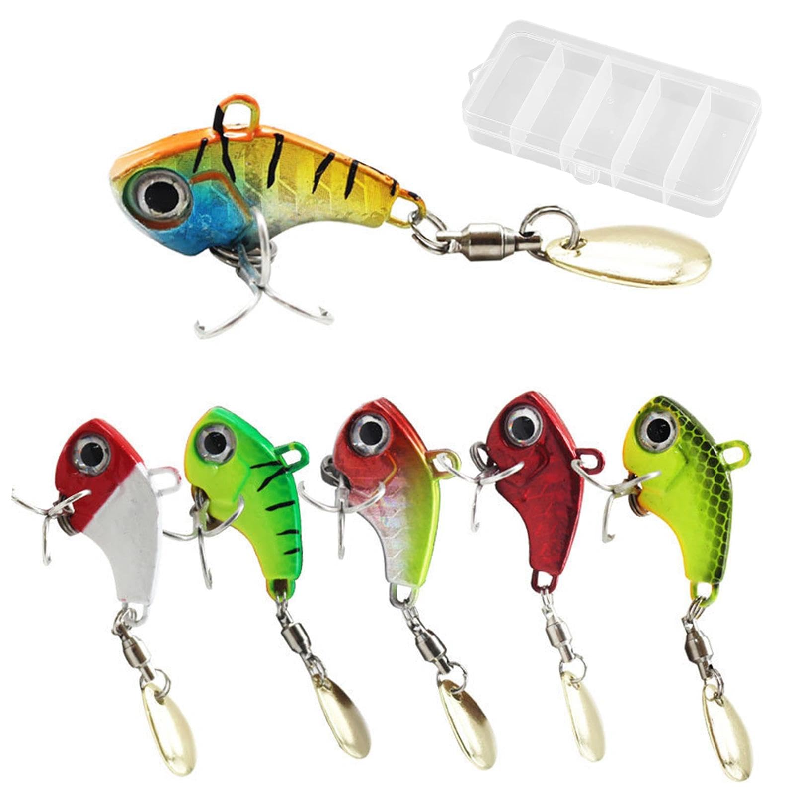 DAVBNM 6 Pcs Pike Fishing Lures, Hard Bait With Hooks for Freshwater Saltwater Fishing, Mackerel Lure, Electroplated Mirror and Laser Finishes for Sea FishingLure with Treble Hooks, Feathers