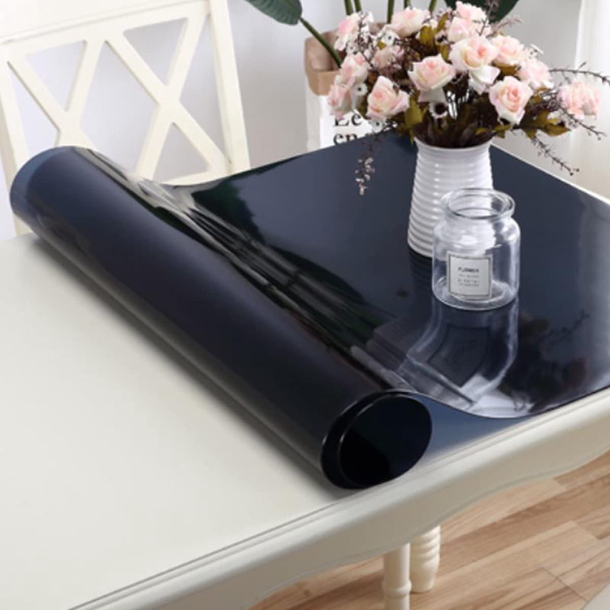 Tischschutz Schwarz 80x140 cm - 1,5 mm Dicke, Einfach zu Reinigen und Wasserdicht, Schwarz Tischdecke, Tischschoner