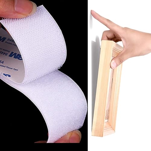 Miniatura 5 de Cinta autoadhesiva de gancho y bucle, 1 pulgada x 20 pies, 9448A, cierre de tela de nailon entrelazado, cinta adhesiva resistente blanca (9448AI)