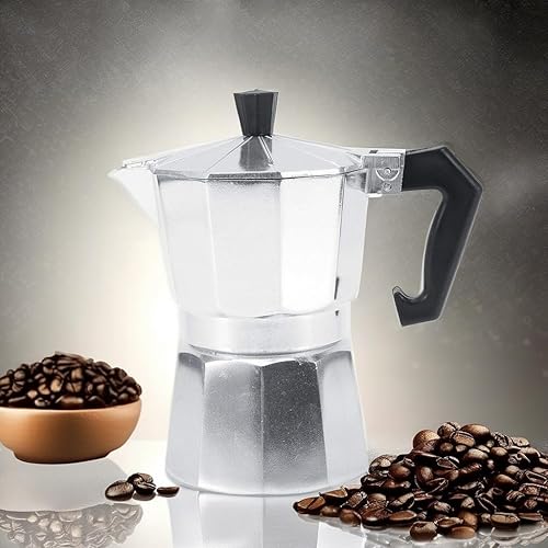 Miniatura 5 de Cafetera expresa, cafetera italiana de 36912 tazas, cafetera para cocina, oficina, hogar (10.1 fl oz, 6 tazas)