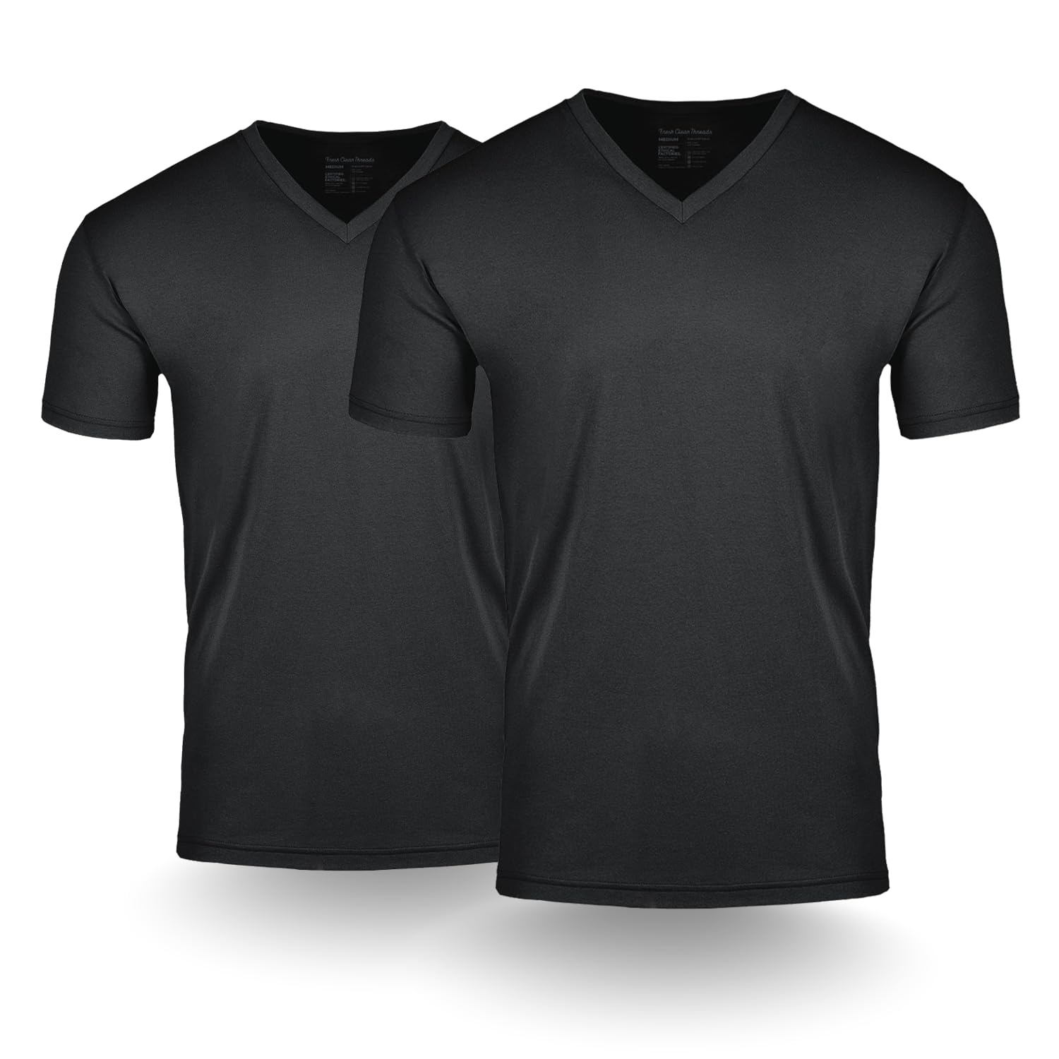 Fresh Clean Threads V Neck Pack T Shirts for Men - Pre Shrunk Soft Fitted Premium Classic Tee - Men's T-Shirt Cotton Poly