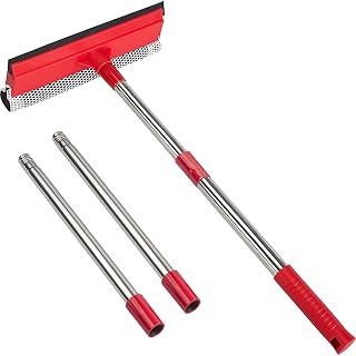 15.9" Window Squeegee for Home and Car Cleaning,2 in 1 Window Cleaner with Long Stainless Steel Handle,Sponge Car Squeegee for Gas Station, Glass,Shower,Outdoor High Window Cleaning - Amazon product rated Grade A