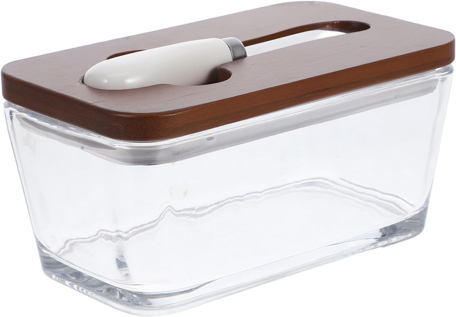 Glass Butter Dish with Airtight Lid and Lid Rectangular Large Glass Butter Container with Knife for Kitchen Counter Storage