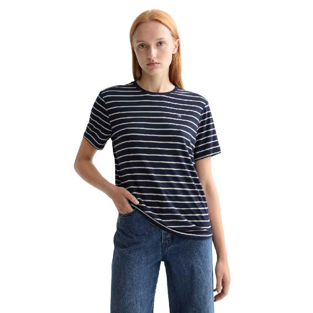 Scotch & Soda Women's Striped T-Shirt, Sky Captain/Languid Lavender, S