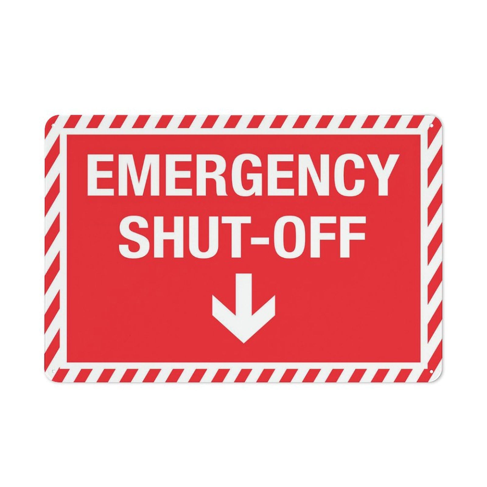 Emergency Shut Off Arrow Sign Signs Outdoor, Uv Printed Metal Aluminum Tin Sign 8x12In, Weatherproof And Security Signs For Home Or Business