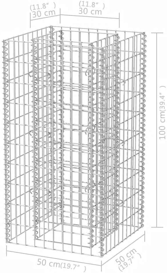 Gabion Raised Bed, Silver Galvanized Steel, 19.7x19.7x39.4 inch, Cubic Metal Planter for Outdoor Plants, Durable Garden Bed