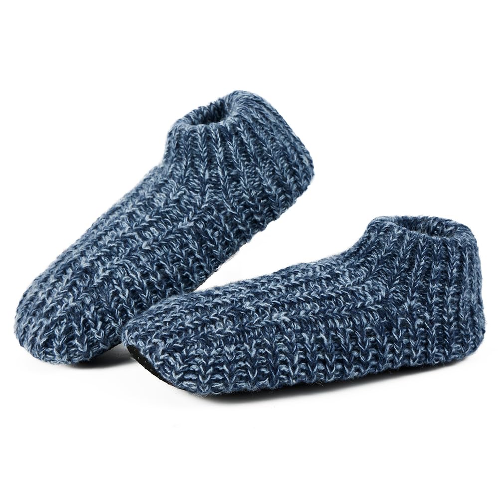 LEMZONE Men's Cozy Slipper Socks with Grippers Winter Soft Sole Sock Shoes