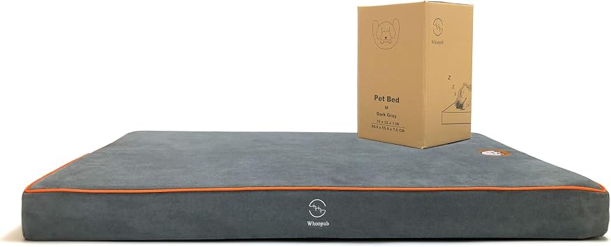 Hard-Wearing Orthopedic Dog Bed for Crate, 35x22 Inch, Made of Memory and HR Foam, Two-Sided Use, Providing Soft and Relatively Hard Support, with an Extra Inner Waterproof Protector Gray