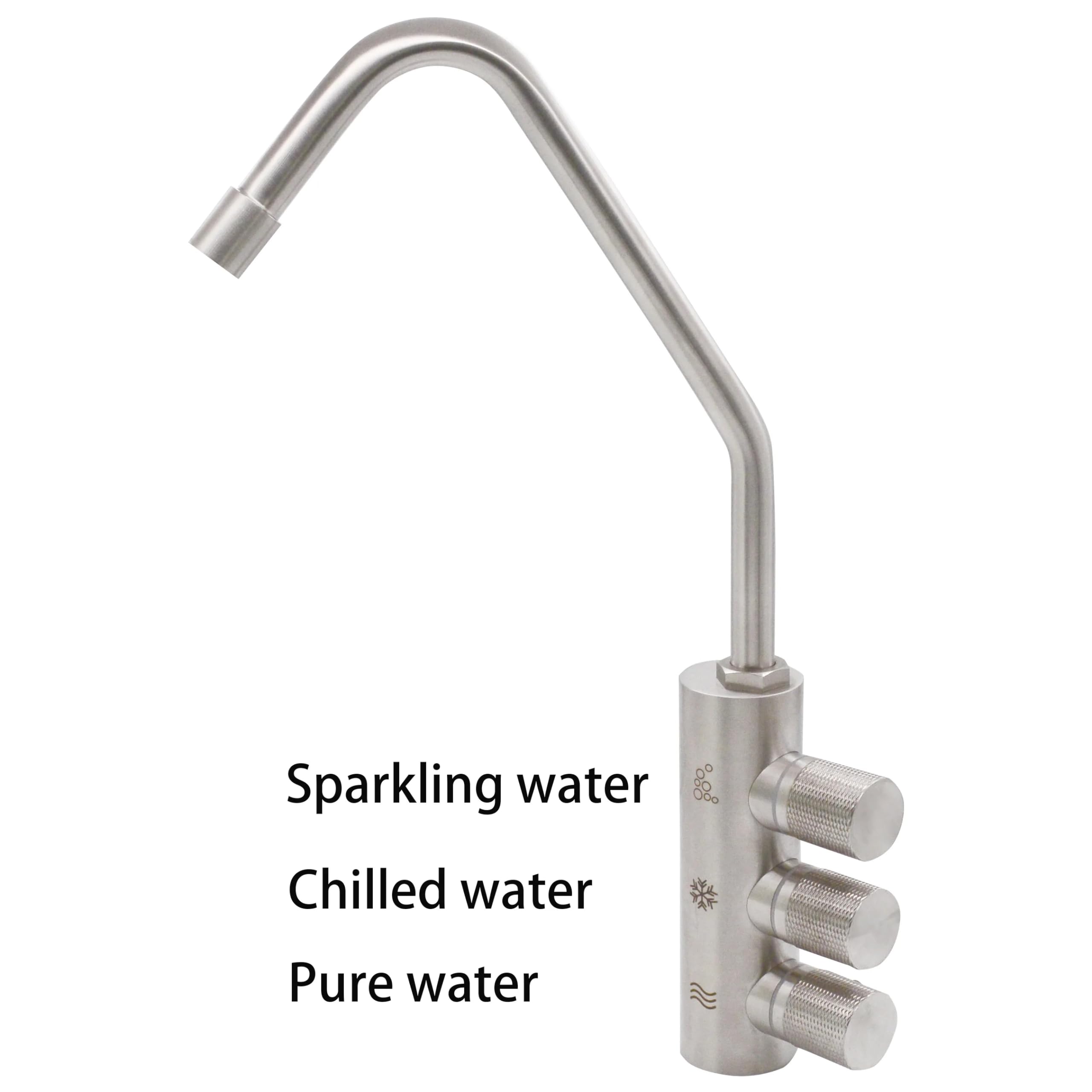 3 Way Stainless Steel Kitchen Faucet Drinking Water Faucet, Sparkling Water Faucet Chilled Water Filter Water Tap Bar Home Modern Tap Kitchen for Cooler soda Machine Water Dispenser Chiller