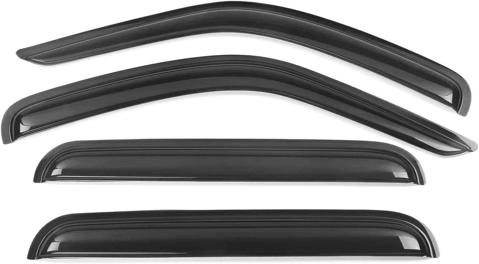 Tape On External Window Visor Compatible with 2002-2007 Jeep Liberty, Slim Style Acrylic Smoke Tinted&Semi-Transparent Sun Rain Shade Guard Wind Vent Air Deflector IKON MOTORSPORTS