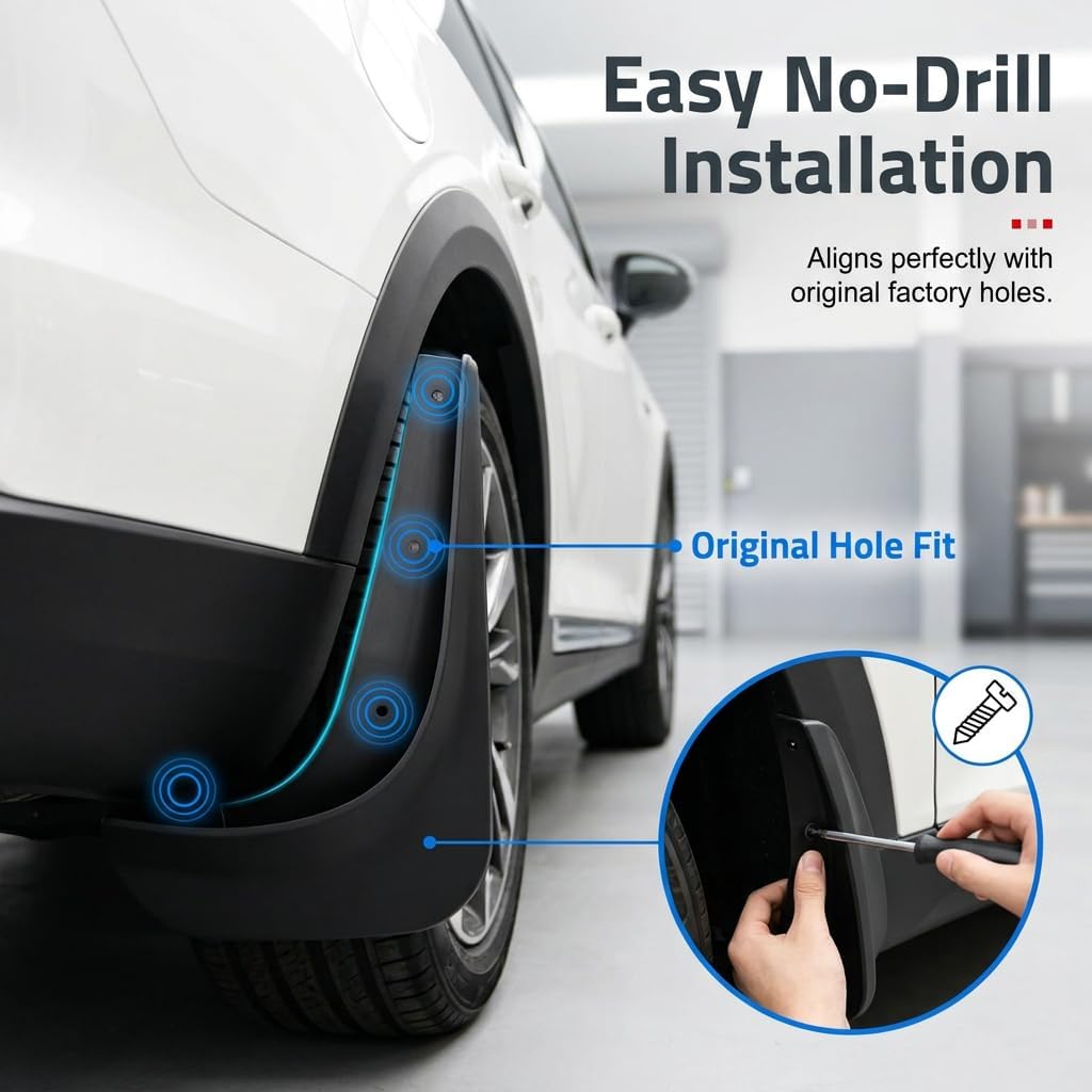 4 PCS Car Mud Flaps, 10.63" x 3.15" x 8.66" Thickened Splash-Proof Front Rear Splash Guards, Scratch-Resistant Waterproof Protective Shield Kit, for Sedans (Black)