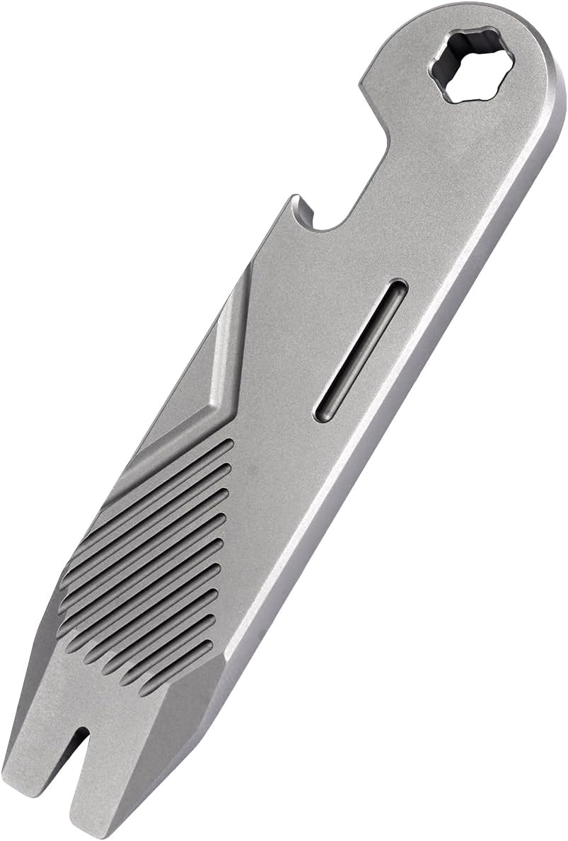WARHERO Titanium EDC Pry Bar Multitool, Small Keychain Prybar Tool with Bottle & Box Opener, Portable Pocket Mini Crowbar Tool