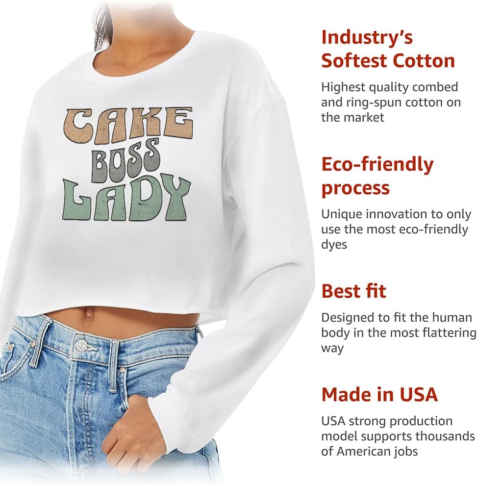 Cake Boss Lady Cropped Long Sleeve T-Shirt - Art Print Women's T-Shirt - Print Long Sleeve Tee
