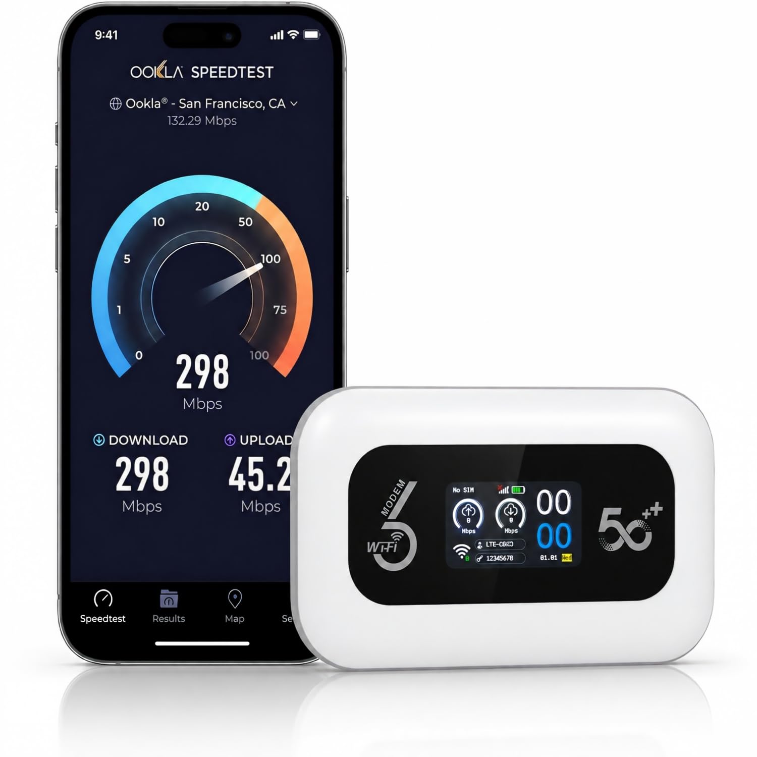 Routeur 5G Portable WiFi 6 avec Emplacement Nano SIM, Hotspot Mobile 5G/4G LTE Jusqu’à 300 Mbps, Batterie 3000 mAh, Autonomie 12 Heures, Connexion 10 Appareils, Écran LED, USB-C