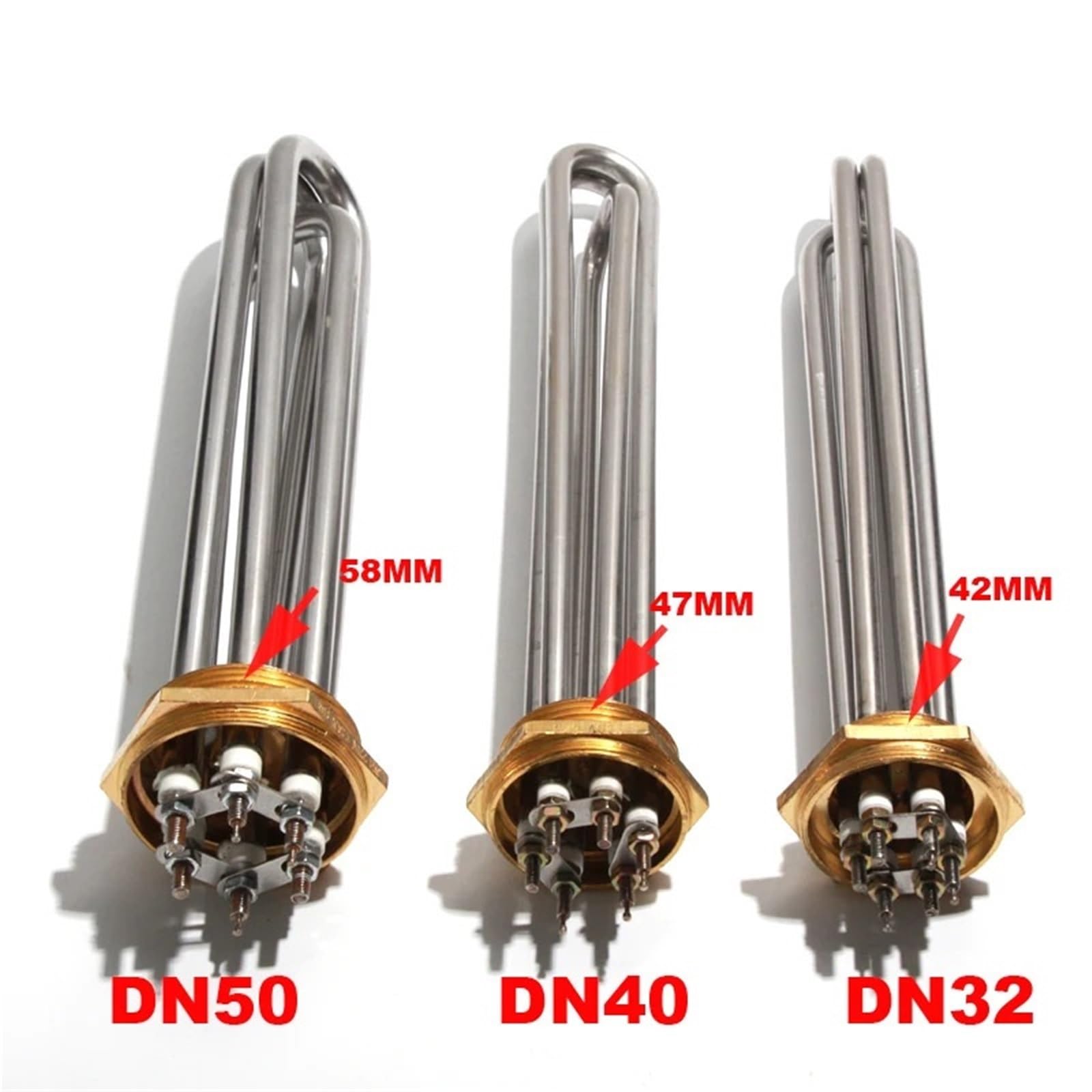 G1 1/2" Tauchwasser-Heizelement 110V 220V 380V Widerstand Zehnerheizung 3000W 4500W 6000W 9000W 12000W Mutter 1Stk(DN40 47mm,220V_3KW 195MM)