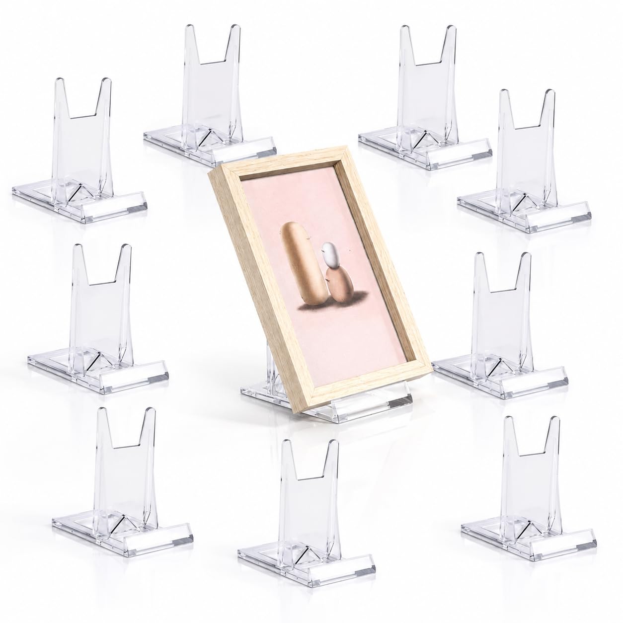 Tharvolex Acrylic Plate Stands, 10Pcs Adjustable Acrylic Display Stand Clear Display Holders Multifunctional Easel Racks for Mobile Phones, Photos, Cards, Books