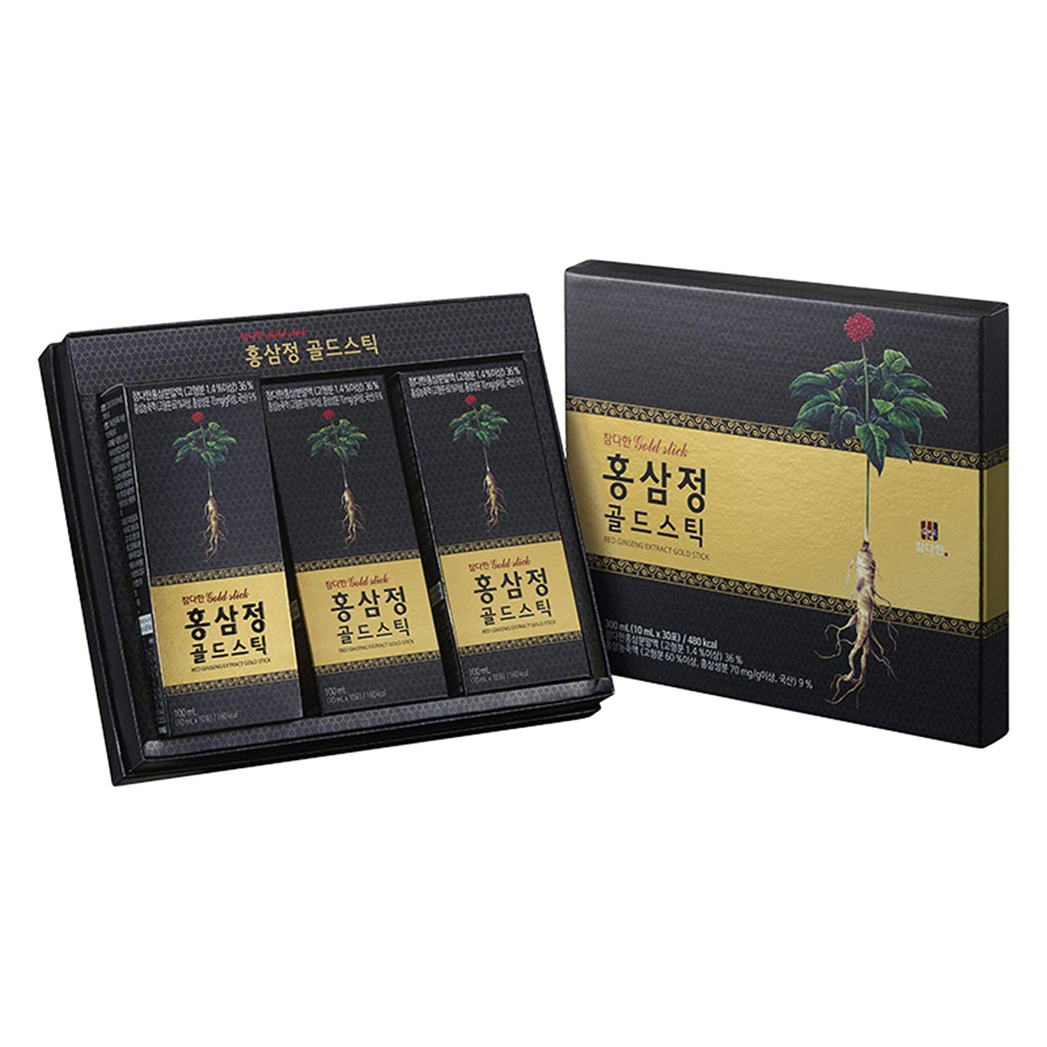 Korean Whole Red Ginseng Extract Stick Gold (10ml x 30sticks) 1Day Ginsenoside 9.5mg - Boosting Immune System, Building Stamina, Fights Fatigue, Promoting Blood Circulation, Improve Memory