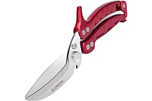 Wiss Premium 7-inch Kitchen Shears Heavy Duty Cutlery Poultry Cut Chicken Turkey Burgandy Dishwasher Safe